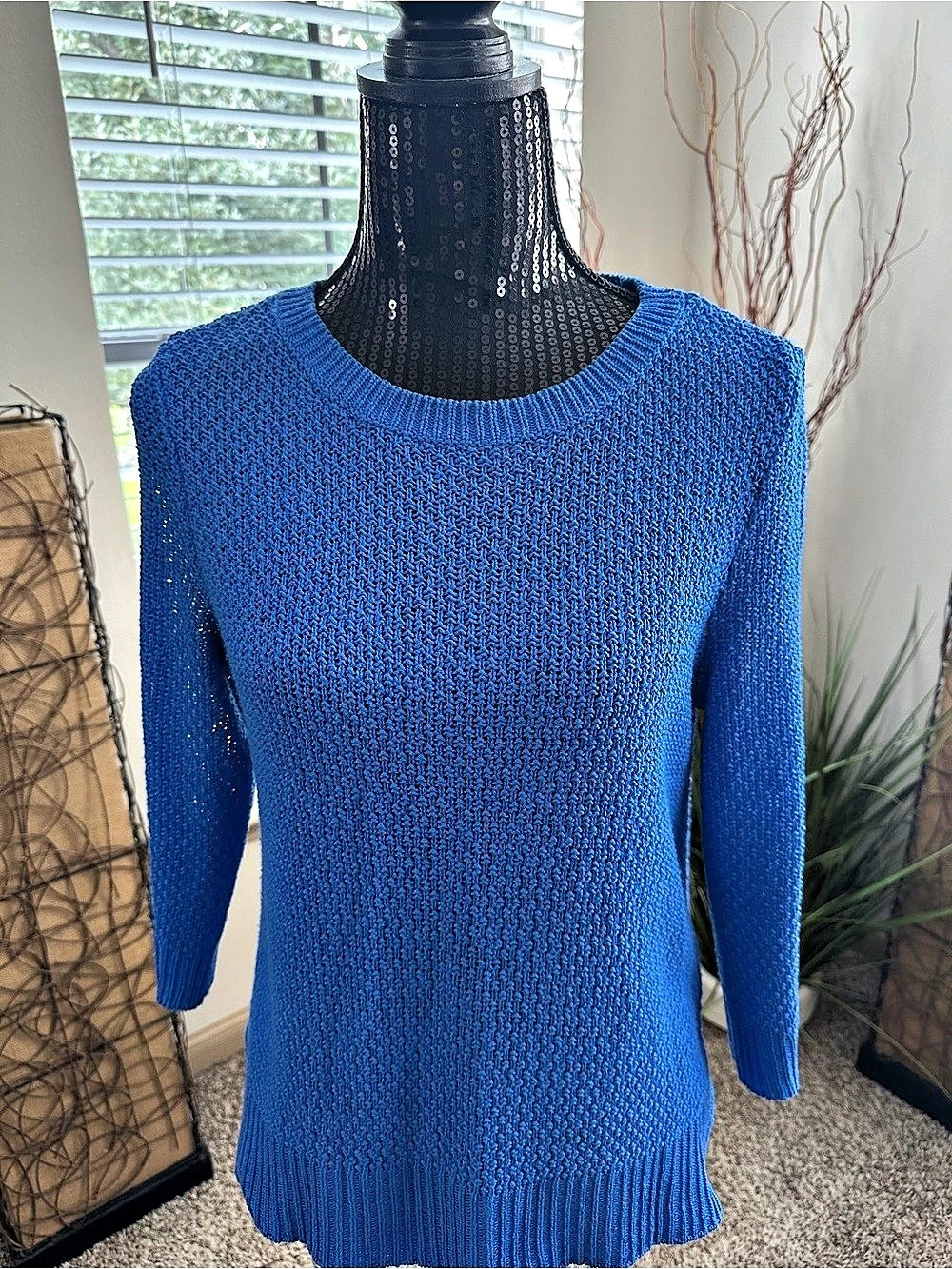 Lauren Blue Knit Sweater Size Small Like New